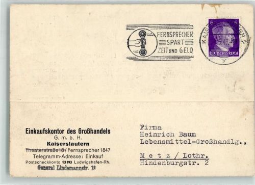 Kaiserslautern Einkaufskontor GmbH Postkarte Geschäftskorrespondenz