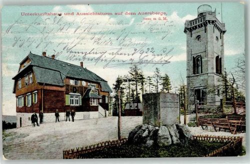 Eibenstock 1909 Auersberg Unterkunftshaus Aussichtsturm Hüttenstempel