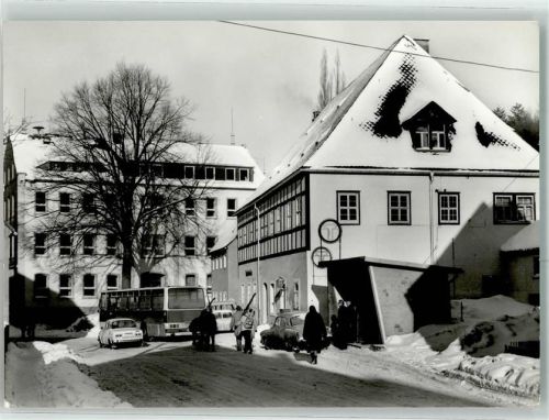 Geising Gasthaus HOG Ratskeller und Schule Winter Omnibus Auto