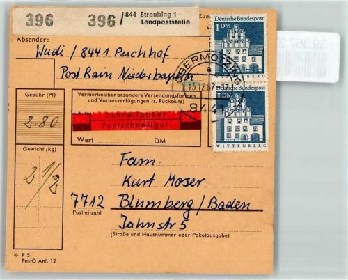 Obermotzing Paketkarte Schnellpaket Postschnellgut Marke