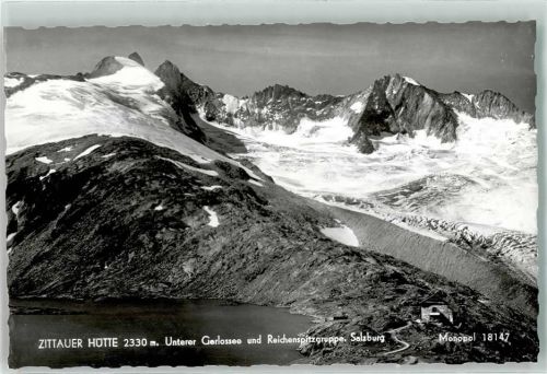 Zittauer Hütte 2330 m Unterer Gerlosee Reichenspitzgruppe Schnee Hüttenstempel