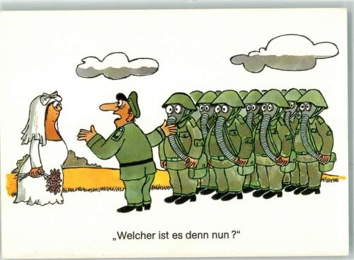 sign.Heinz Jankofsky Hochzeit Gasmasken Militärhandelsorganisation