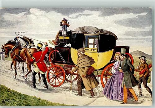 sign.Krützner K.K.Eilpost mit Bergvorgespann 1848 Postbeamtenverein