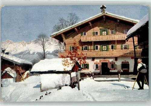 Kitzbühel Winter Bauernhof Wanderer
