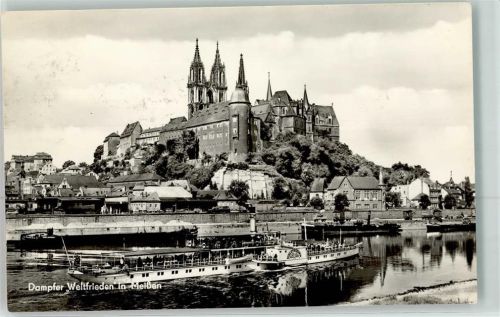 Meißen Raddampfer Weltfrieden Schloss Dom Weiße Flotte Frachtschiffe