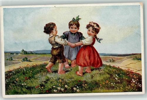 Kinder Ringel Ringel Reihen sign.A.Untersberger Nr.378