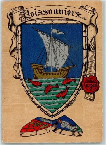 Wappen Poissonniers Schiff Fisch Siegel Blau Rot Gold