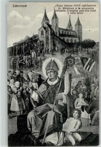 Echternach St, Willibrord Fahne Stab Noten Religion