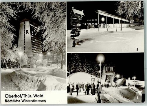Oberhof Erholungsheim Rennsteig Gasthaus Oberer Hof Rennschlittenbahn Winter Nachtaufnahme