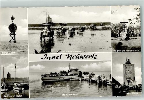 Neuwerk Nordostbake Jacht im Hafen MS.Christiane Leuchturm Friedhof der Namenlosen