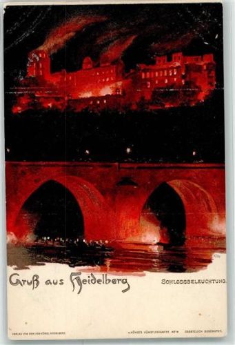 Heidelberg Schlossbeleuchtung Verlag von König Nr.4