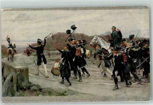 Kaub sign.von Haug Rob. Blüchers Vortrupp erblickt den Rhein Volkskunstbund Serie 3-114