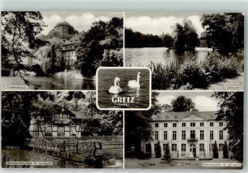 Greiz Schwäne Schwanenhäuschen Friedensbrücke Leninpark Sommerpalais