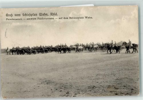 Köln Wahn 711 1908 Parademarsch schwere Feldhaubitzen auf dem Schiessplatz