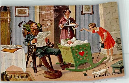 Scan verzogen Auf Urlaub Im trauten Heim Pfeife Baby Verlag Dietrich Nr.153-6