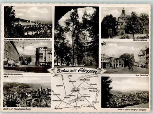 Siegen 1956 Schloss Bahnhof Hindenburgstrasse