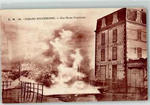 Parame Rochebonne Une Maree d equinoxe Hotel de la Piax Terrasse sur la Mer Sturm Flut Hochwasser