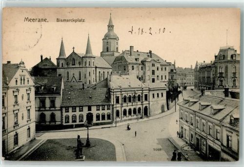Meerane 1910 Bismarckplatz Denkmal
