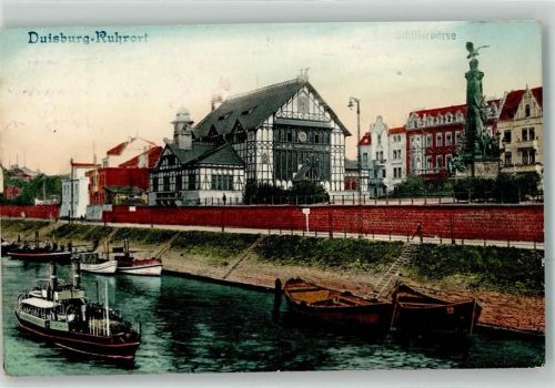Ruhrort 1913 Schifferbörse Dampfer Kaiser Wilhelm Denkmal