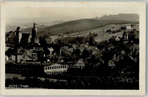 Geyer 1930 mit St. Laurentiuskirche Wachtturm und Rathaus