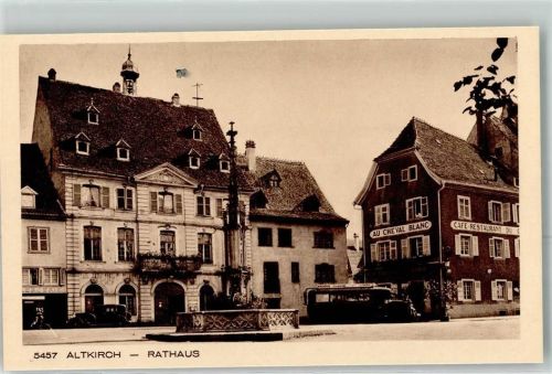 Altkirch Rathaus Gasthaus au Cheval Blanc Omnibus Oldtimer