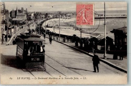 Le Havre 1905 le Boulevard Maritime et la Nouvelle Jetee Straßenbahn