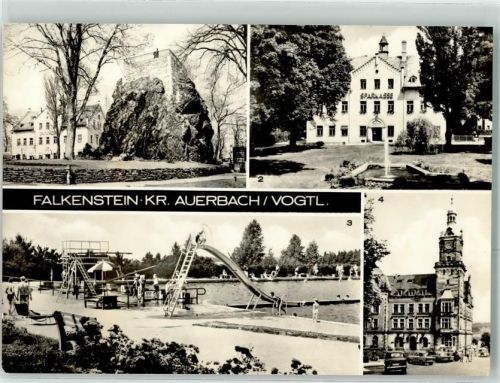 Falkenstein Schlossfelsen Heimatmuseum Altes Schloss jetzt Sparkasse Schwimmbad Rathaus
