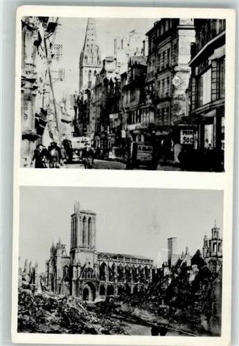 Caen Straße und Kirche St. Pierre Vor und nach der Zerstörung Oldtimer