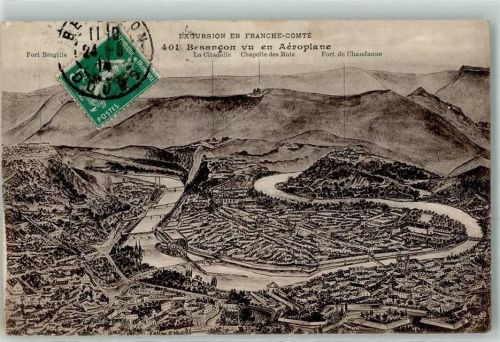 Besancon 1914 Fliegeraufnahme Fort Bregille la Citadelle Chapelle des Buis Fort de Chaudanne
