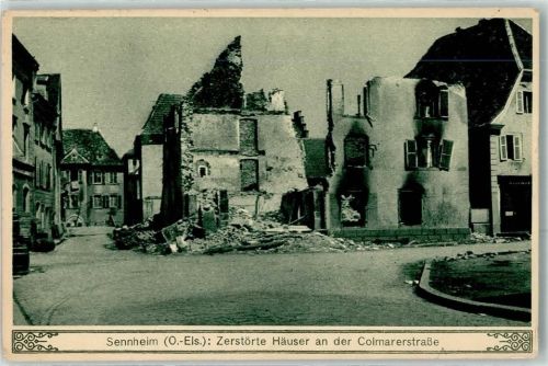 Cernay 1916 zerstörte Häuser an der Colmarstraße