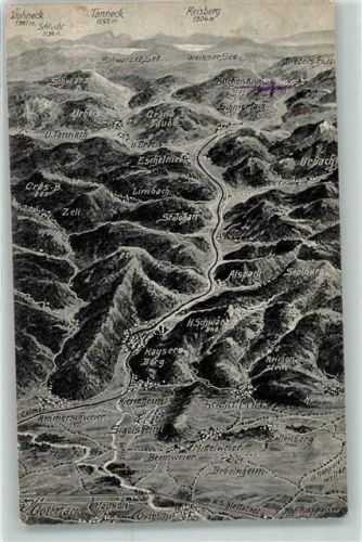 Kaysersberg 1914 Vogelschau das Kayserbergertal