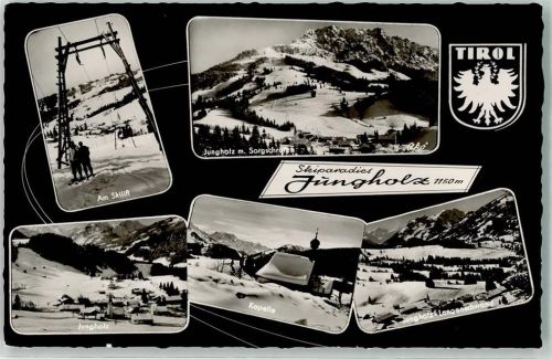 Jungholz 1960 mit Kirche Unserer Lieben Frau Mariae Namen und Sorgschrofen Skilift Kapelle Ortsteil Langenschwand