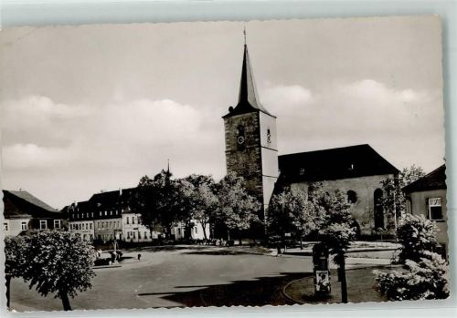 Weißenstadt Marktplatz Kirche St. Jakobus Litfaßsäule
