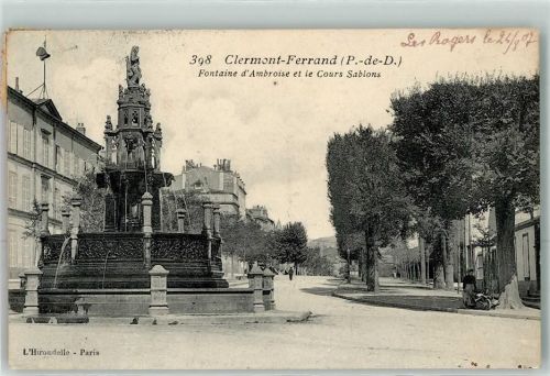 Clermont-Ferrand 1907 Fontaine d`Ambroise et le Cours Sablons