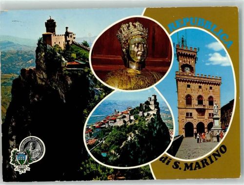 San Marino Burg Wappen Rathaus Wappen Statue Gold Denkmal