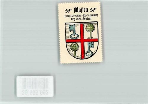 Mayen Vignette Freistaat Preußen Rheinprovinz Regierungsbezirk Koblenz Wappen rotes Kreuz blauesr Schlüssel grüne Birke Kaffee Hag