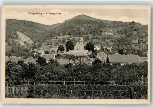 Zwingenberg 1913 mit Ev. Bergkirche