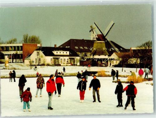 Norderney Eislaufen vor der Windmühle