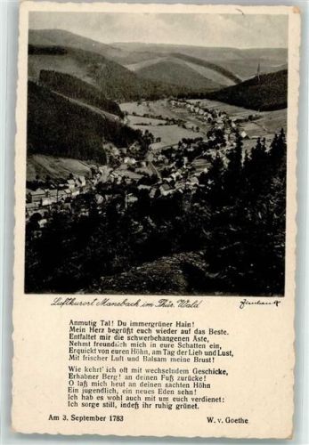 Manebach Luftkurort Thüringer Wald Gedicht Goethe