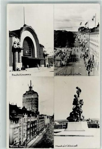 Helsinki 1937 Denkmal Hotel Straßenbahn