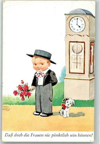 Uhr auf AK Kind Hund Spruch WB SS Nr.8849-2