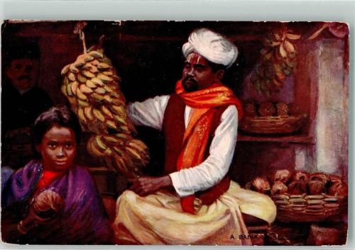 sign. Oilette India Tracht Marktszene