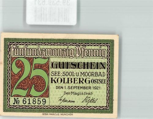 Kolberg 1921 Notgeld 25 Pfennig