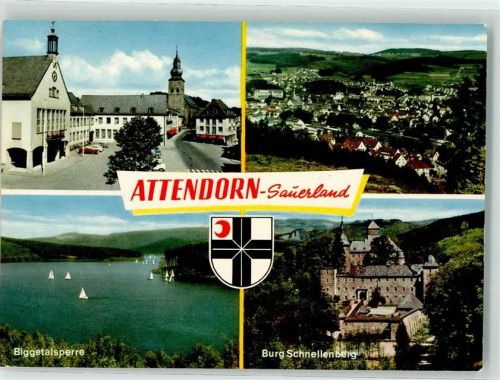 Attendorn 1963 Rathaus Biggetalsperre Burg Schnellenberg