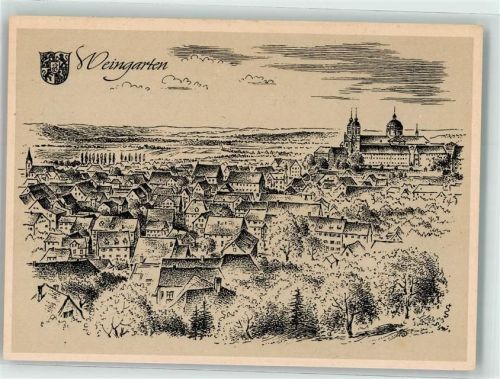 Weingarten Weingarten mit Kloster Zeichnung sign. L.Schäfer-Grohe Württembergische Städtebilder Nr.99