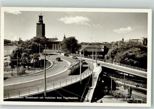 Stockholm 1962 Straßenbahn Rathaus
