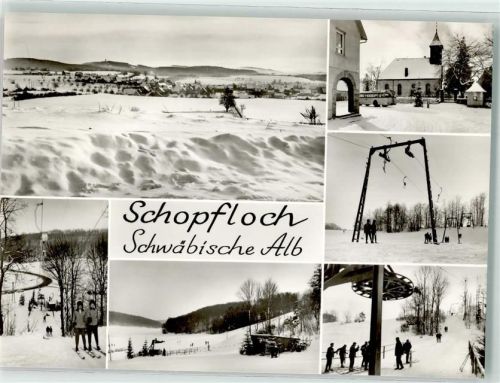 Schopfloch Skilift in Betrieb Johanneskirche im Schnee