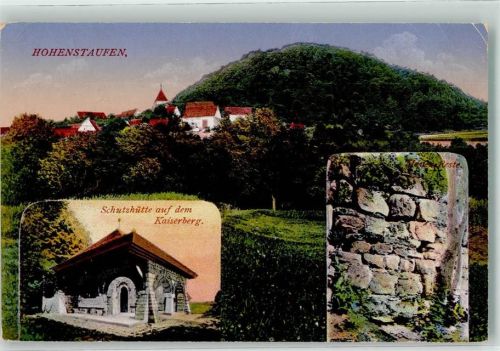 Hohenstaufen Burgberg und Ort Schutzhütte Mauerreste H. Sting 47136