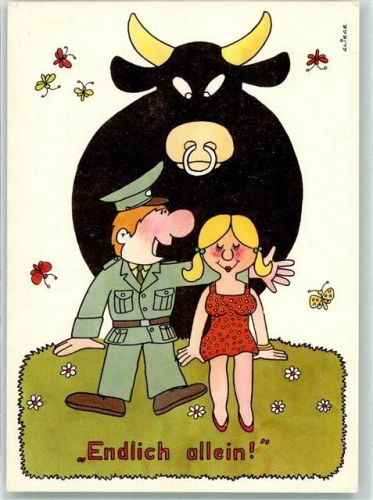 Stier Paar Endlich allein Schmetterlinge sign.Gliege Eugen Militärverlag DDR