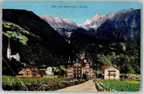 6433 Oetz 1911 Gebrauchsspuren mit Acherkogel Stempel Oetztaler-Hof